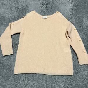 Sezane Super Kid Mohair Alpaca Blend Buttoned Sleeve Sweater Womens ZL Peach
